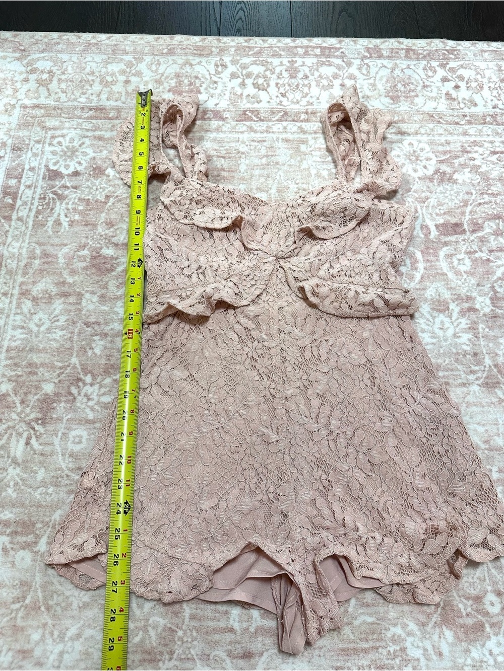 BCBG ๐ธ Dusty Rose Lace Ruffled Romper - Picture 13 of 16